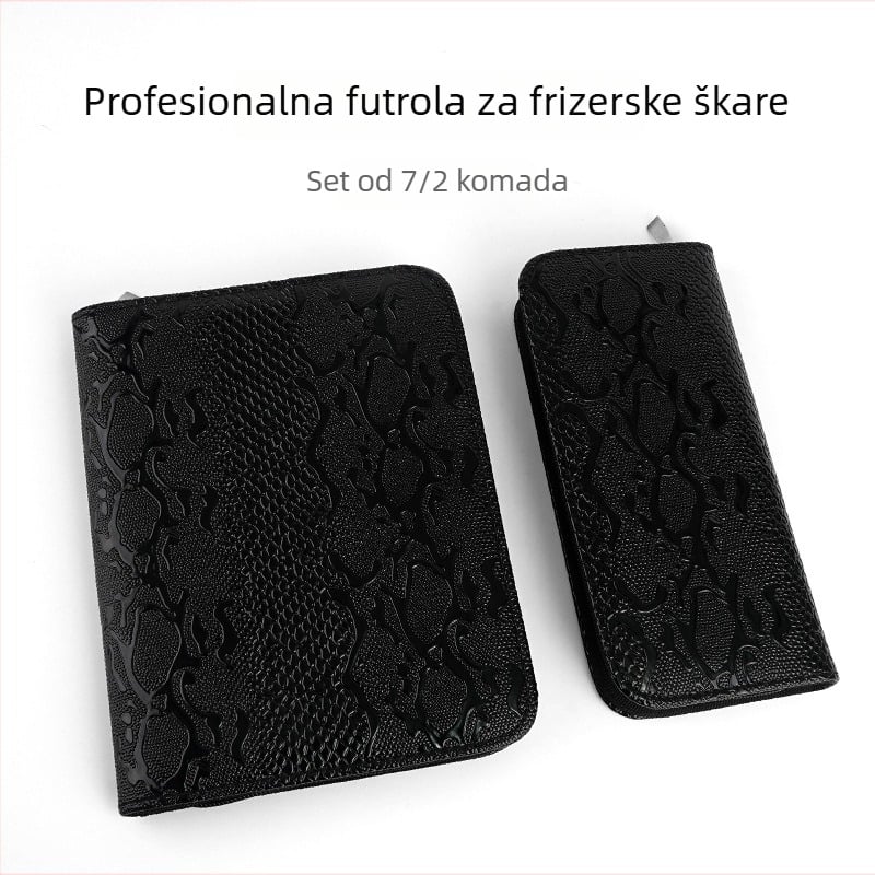 Kožna torba za pohranu alata za frizere, minimalistički dizajn, set od 7 škare