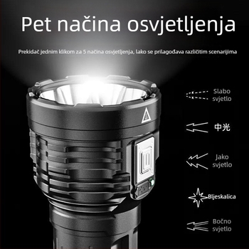 LED svjetiljka s 8 jezgri, ultrajaka za nužne situacije, vanjsku i kućnu upotrebu, prenosna, dugi domet zrake, radno svjetlo, patrola, punjiva