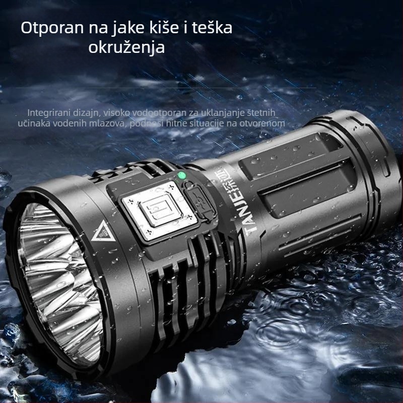 LED svjetiljka s 8 jezgri, ultrajaka za nužne situacije, vanjsku i kućnu upotrebu, prenosna, dugi domet zrake, radno svjetlo, patrola, punjiva