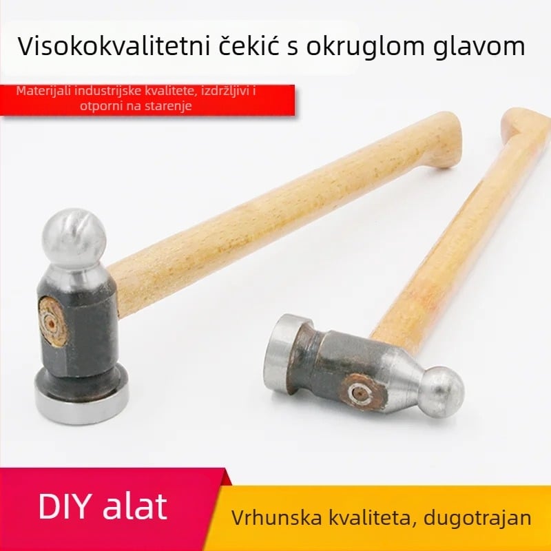 Kuglasti čekić s drvenom drškom za izradu zlatnih nakita – glava od lijevanog željeza