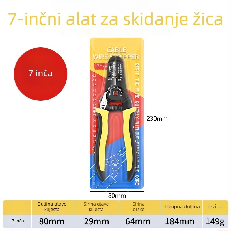 7-inčnih kliješta za skidanje izolacije za elektrikare, automatske višenamjenske kliješta za skidanje izolacije, ručne kliješta za rezanje žica