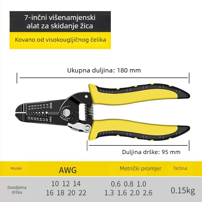 7-inčnih kliješta za skidanje izolacije za elektrikare, automatske višenamjenske kliješta za skidanje izolacije, ručne kliješta za rezanje žica