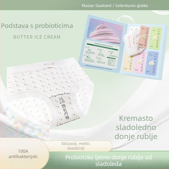 Ženske gaćice za sve sezone, mekane, prozračne, bezšivne trokutaste gaćice s antibakterijskom podstavom 100A i probiotikom