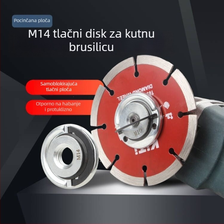 Prijenosna kutna brusilica s pločom za pritiskanje i povlačnim prstenom M10M145/8-11 za poliranje i brušenje