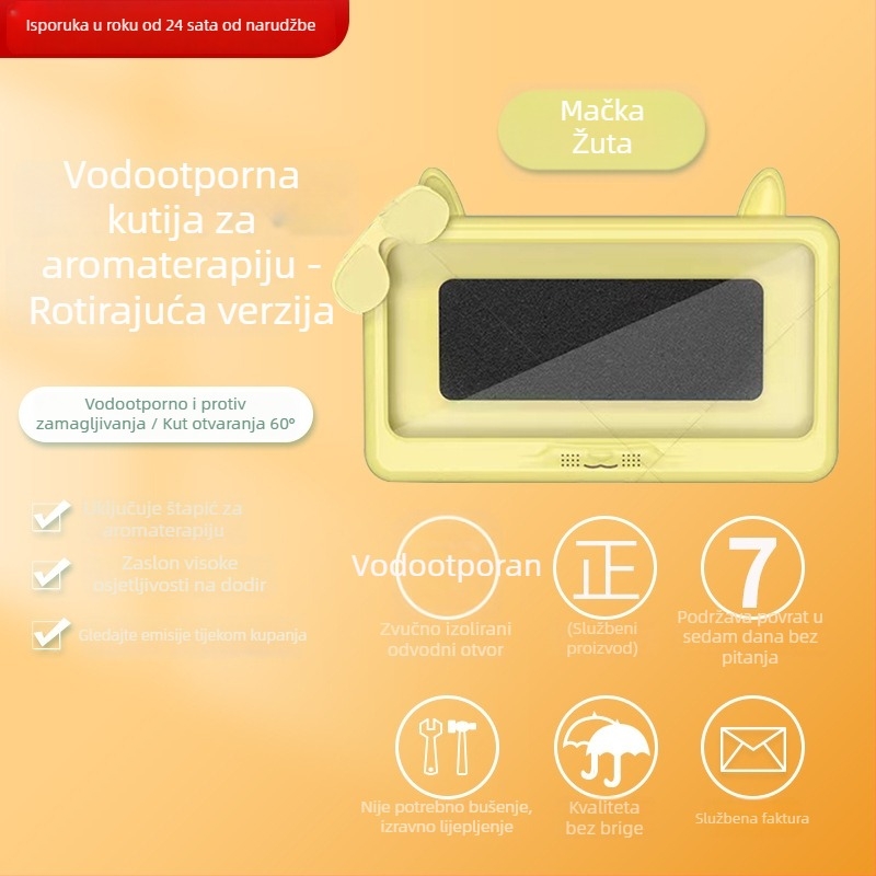Vodootporni držač telefona za kupaonicu, zidni držač bez bušenja, vodootporna kutija protiv magljenja za mokre ruke
