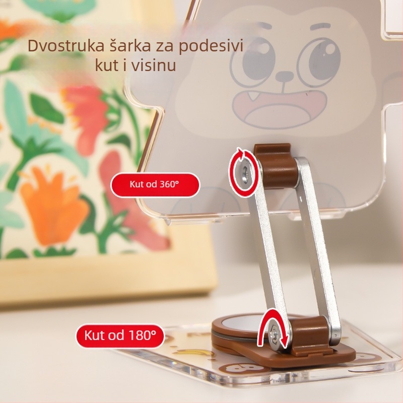 Akrilni stolni držač za telefon i tablet s motivom crtane majmune, 360° rotacija