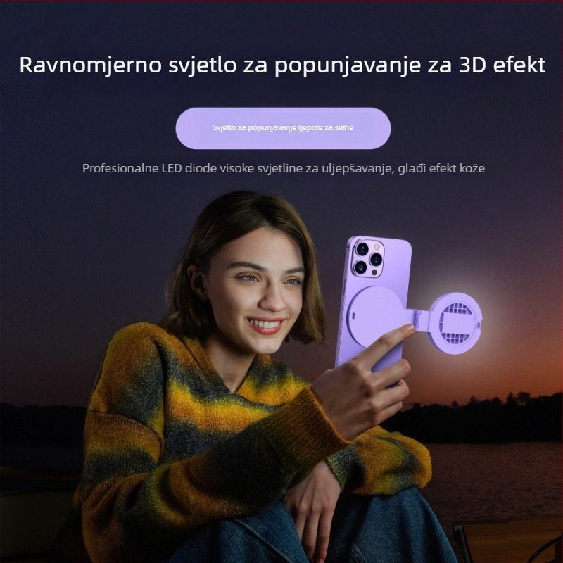 Integrirani selfie ogledalo s rasvjetom za livestream, univerzalno za pametne telefone, pomoć pri snimanju i uljepšavanju