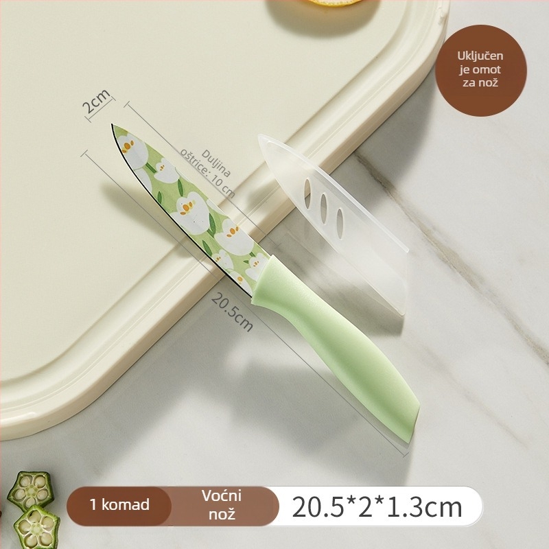Grass Bean set kuhinjskih noževa s tulipannim printom — kuhački nož, nož za sve namjene, nož za voće, nož za rezanje