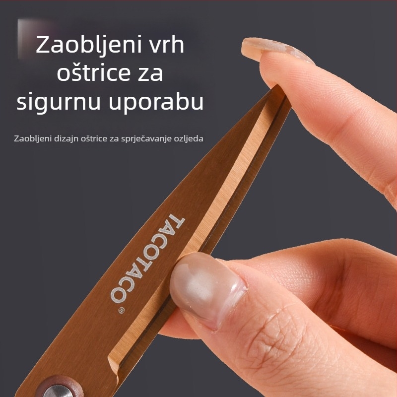 Tacotaco škarje s titanovim premazom i 3D dizajnom, štedi snagu, nehrđajući čelik, bez ljepila, sigurno otvaranje paketa, oštre i otporne na habanje