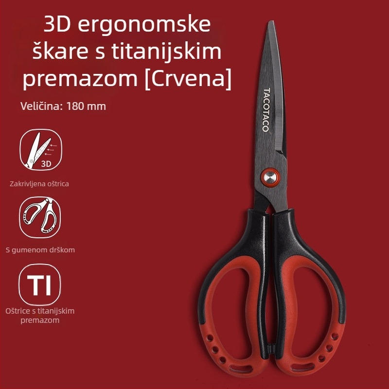 Tacotaco škarje s titanovim premazom i 3D dizajnom, štedi snagu, nehrđajući čelik, bez ljepila, sigurno otvaranje paketa, oštre i otporne na habanje
