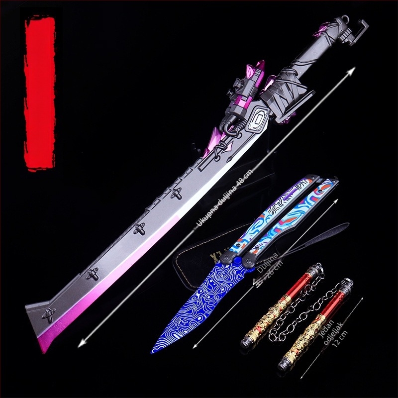 Metalni Shenlong nunchaku, nož s plamenom, Cold Front 26 – metalni ukrasni model