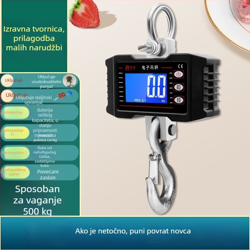 OCS-P1 elektronička viseća vaga, kapaciteta 1000 kg, prijenosna vaga s kukom, vučna snaga 1–2 t