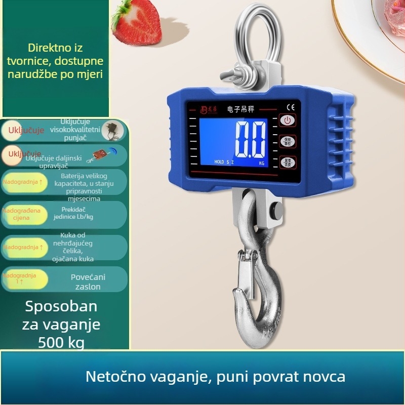 OCS-P1 elektronička viseća vaga, kapaciteta 1000 kg, prijenosna vaga s kukom, vučna snaga 1–2 t
