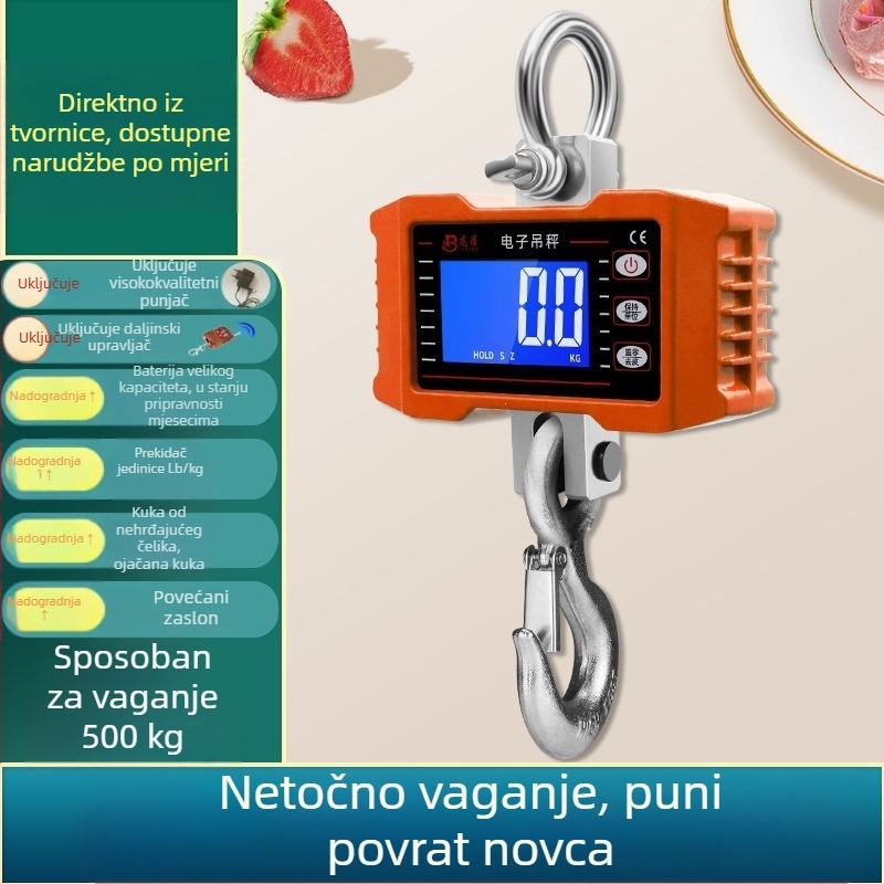 OCS-P1 elektronička viseća vaga, kapaciteta 1000 kg, prijenosna vaga s kukom, vučna snaga 1–2 t