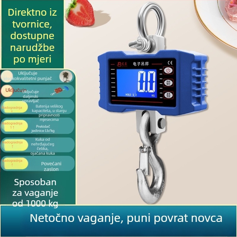 OCS-P1 elektronička viseća vaga, kapaciteta 1000 kg, prijenosna vaga s kukom, vučna snaga 1–2 t