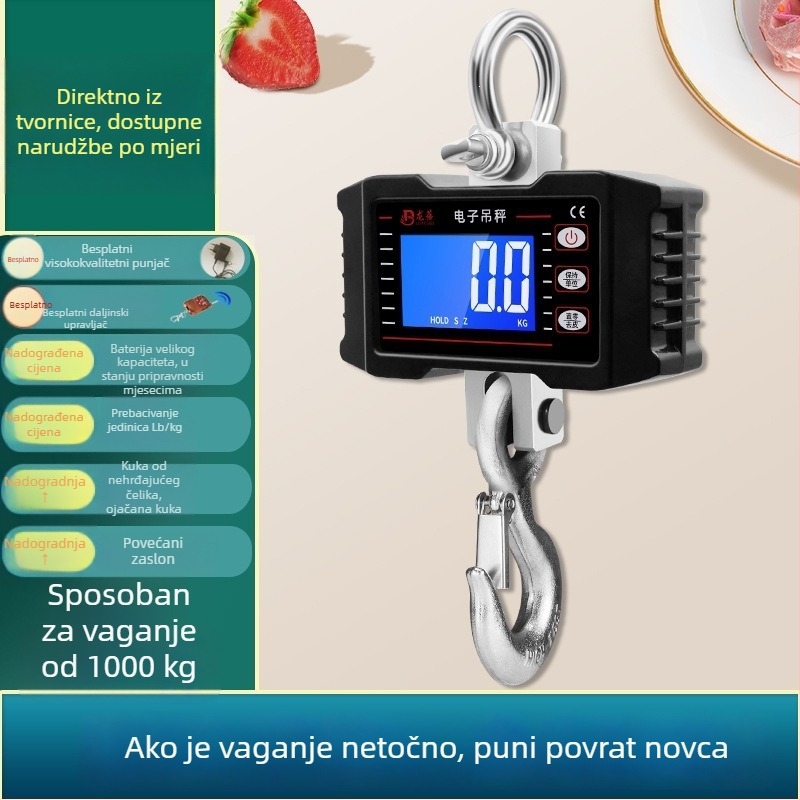OCS-P1 elektronička viseća vaga, kapaciteta 1000 kg, prijenosna vaga s kukom, vučna snaga 1–2 t