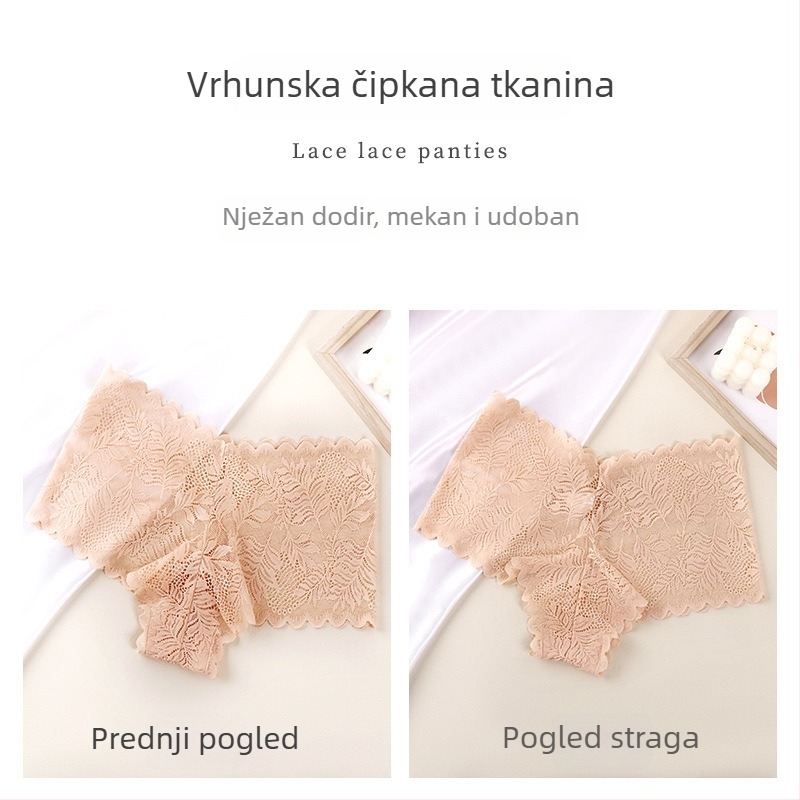 Ženske čipkaste gaćice, jednobojne, seksi, široka elastična traka, bezšivne