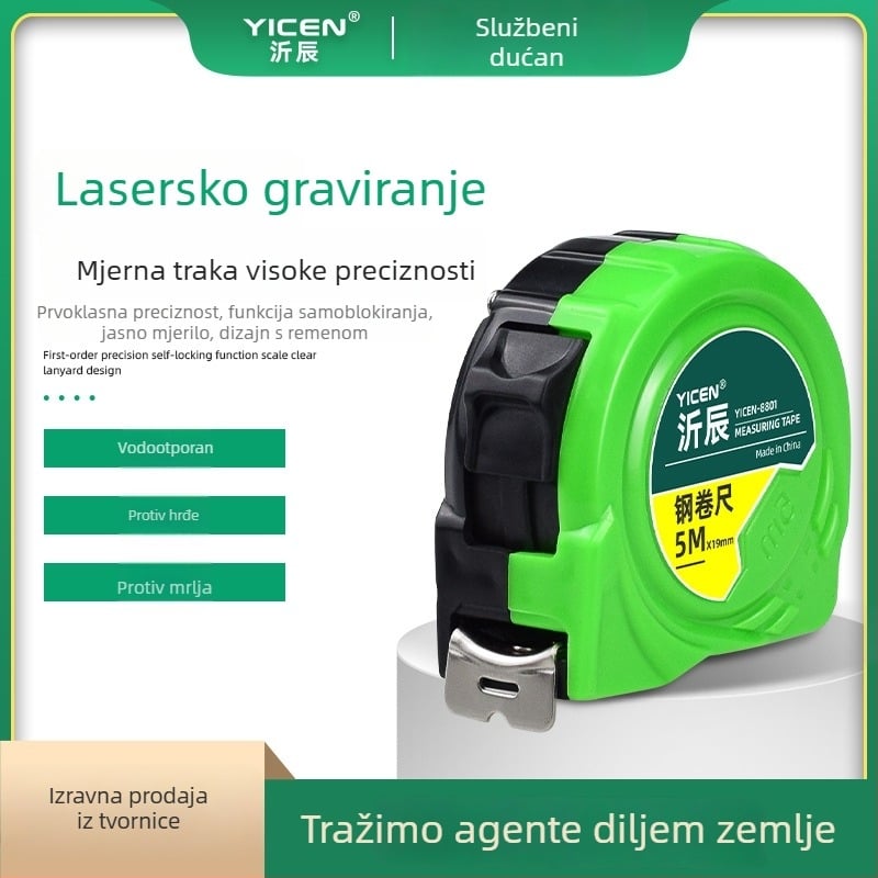 Lenta za mjerenje 5-10 m, visoke preciznosti, izdržljiva i debela, otporna na padove, za kućnu stolariju i zidarske radove, očvrsnuta čelična traka