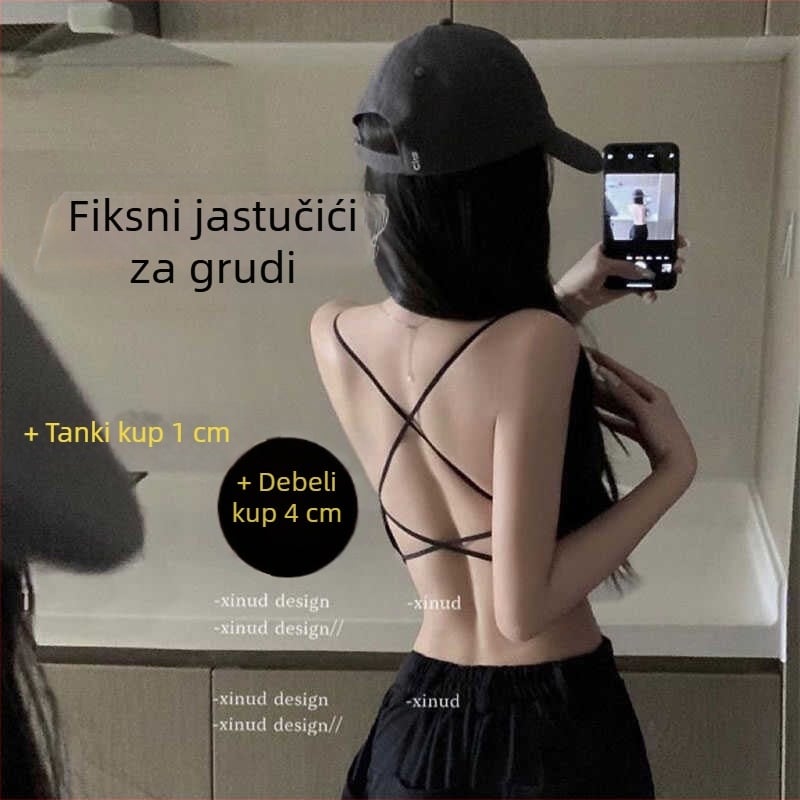 Pamučni grudnjak s otvorenim leđima i križnim trakama, ugrađena podstava i push-up efekt
