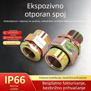 BHJ galvanizirani spojnik od čelika s karbonskim, eksplozijsko-zaštitni, s unutarnjim i vanjskim navojima M20/NPT25, debeli navoj