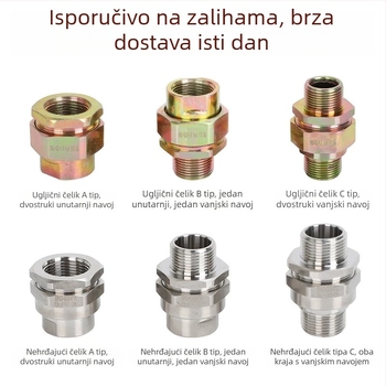 BHJ galvanizirani spojnik od čelika s karbonskim, eksplozijsko-zaštitni, s unutarnjim i vanjskim navojima M20/NPT25, debeli navoj