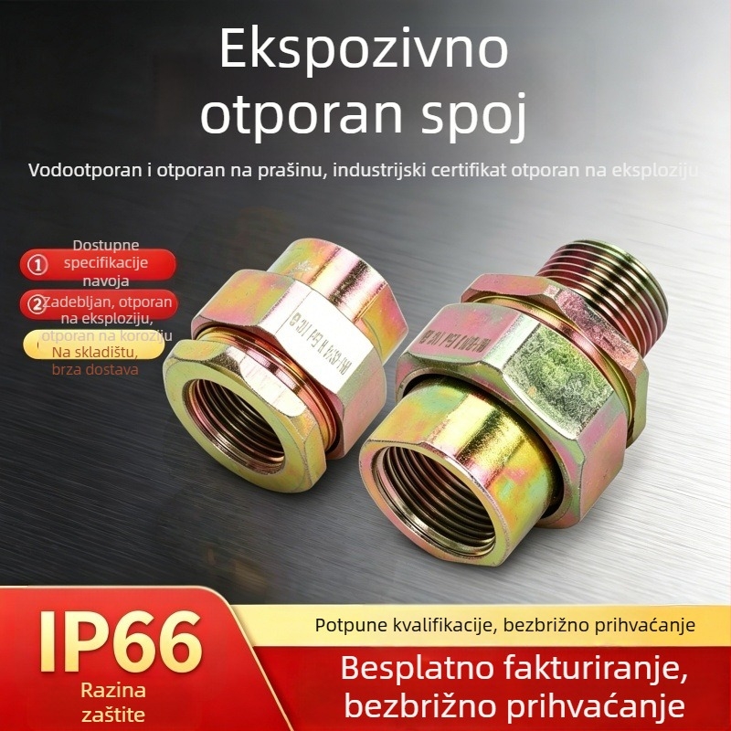 BHJ galvanizirani spojnik od čelika s karbonskim, eksplozijsko-zaštitni, s unutarnjim i vanjskim navojima M20/NPT25, debeli navoj