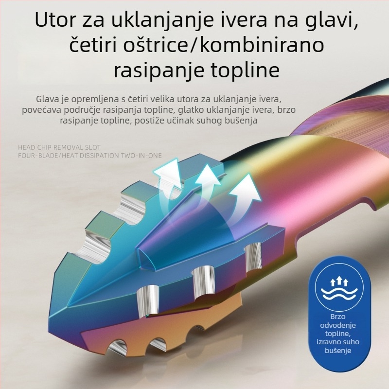 Titanijem premazano četverozubno bušenje za pločice, mramor i beton – 6/8/10/12 mm