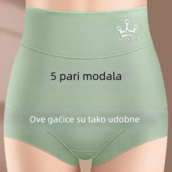 Ženske gaćice od modalnog vlakna, plus veličina, visoka talija, antibakterijske i prozračne, podržavaju stomak i podižu kukove