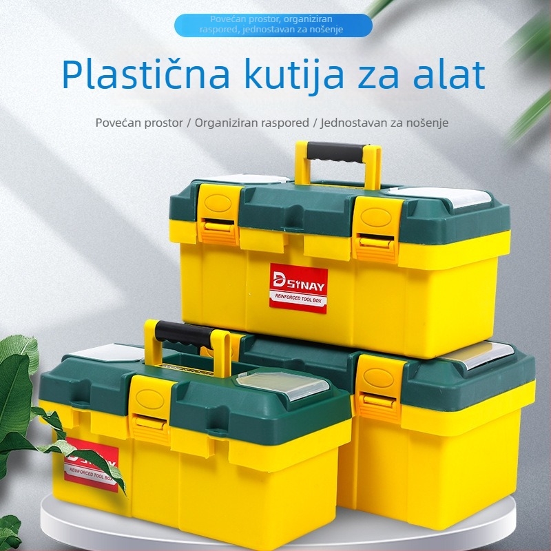 Dvoslojna plastična kutija za alate, prijenosna za kuću i automobil, velika kapaciteta, višenamjenska