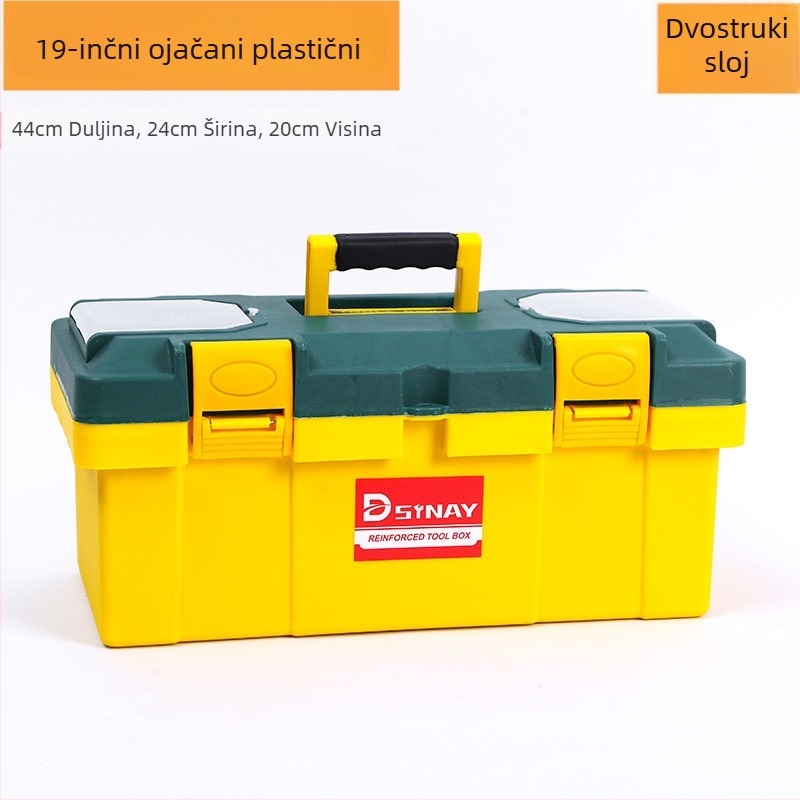 Dvoslojna plastična kutija za alate, prijenosna za kuću i automobil, velika kapaciteta, višenamjenska