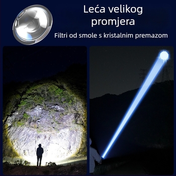 Yinnuo LED svjetiljka za vanjsku upotrebu - punjiva, ultra jaka, dugi domet iznad 500 m, vodootporna, prijenosna taktička tražilica