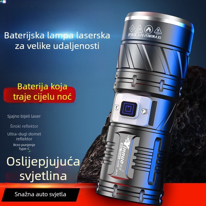 Yinnuo LED svjetiljka za vanjsku upotrebu - punjiva, ultra jaka, dugi domet iznad 500 m, vodootporna, prijenosna taktička tražilica