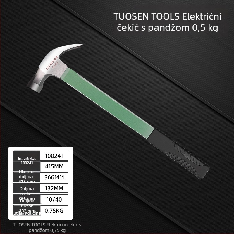 Izolirani električarski čekić s jakim magnetom, plastična drška, 0,5–0,75 kg, više namjena