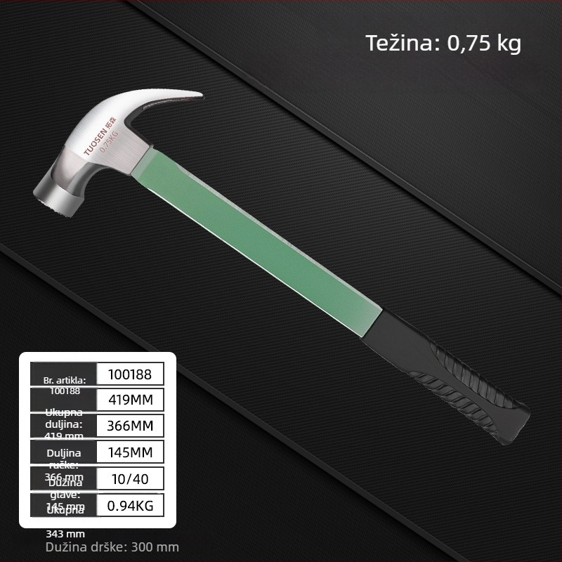 Izolirani električarski čekić s jakim magnetom, plastična drška, 0,5–0,75 kg, više namjena