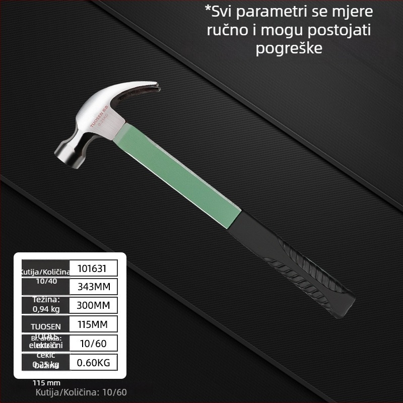 Izolirani električarski čekić s jakim magnetom, plastična drška, 0,5–0,75 kg, više namjena