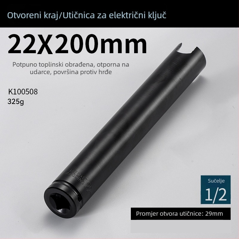 Set produženja 200 mm za električne i pneumatske ključeve, šestougaoni otvoreni nastavci