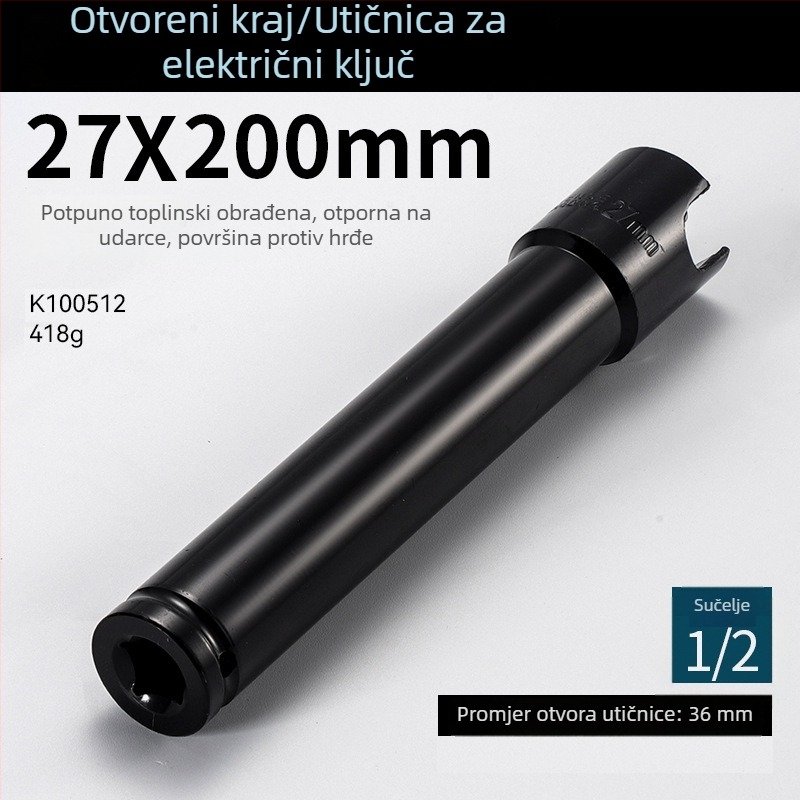 Set produženja 200 mm za električne i pneumatske ključeve, šestougaoni otvoreni nastavci