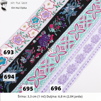 3,3 cm čipkasti ukrasni trak za Hanfu, antički stil vrpce za odjeću