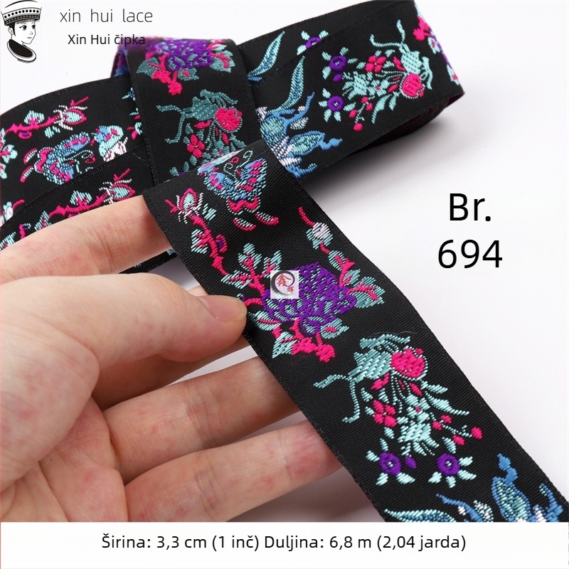 3,3 cm čipkasti ukrasni trak za Hanfu, antički stil vrpce za odjeću