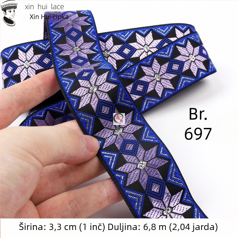 3,3 cm čipkasti ukrasni trak za Hanfu, antički stil vrpce za odjeću