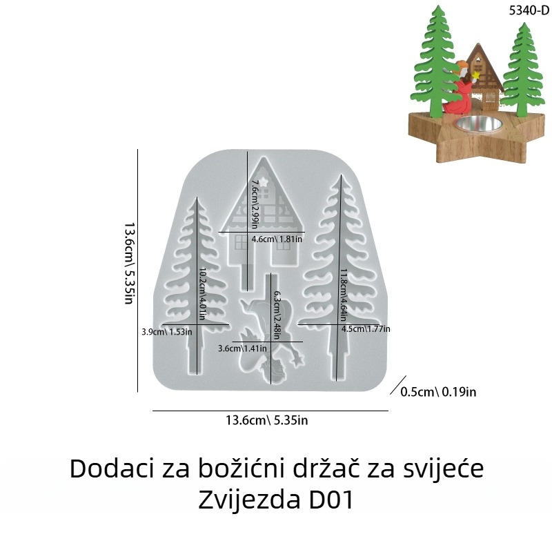 Silikonska forma za DIY aromatične gipsane svijeće i božićne figurice: božićno drvce, jelen, Djed Božićnjak, snježnjak