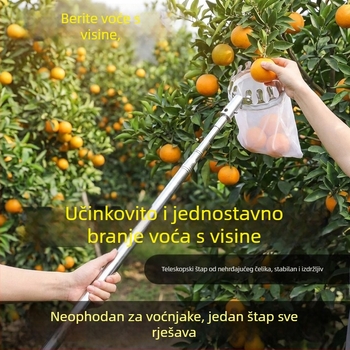 Nehrđajući čelični višenamjenski alat za branje voća s visokih grana, pogodan za poljoprivredu i rad na otvorenom