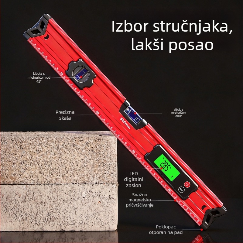 Visoko precizan magnetski digitalni libel s velikim zaslonom, profesionalne klase, otporna na padove, izrađena od debele aluminijske legure
