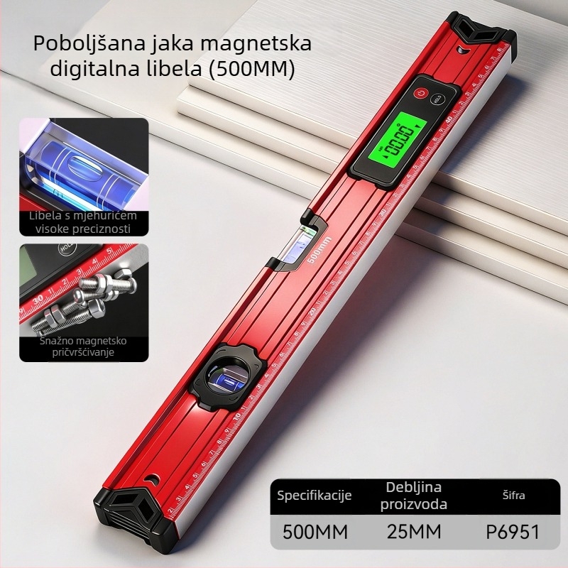 Visoko precizan magnetski digitalni libel s velikim zaslonom, profesionalne klase, otporna na padove, izrađena od debele aluminijske legure