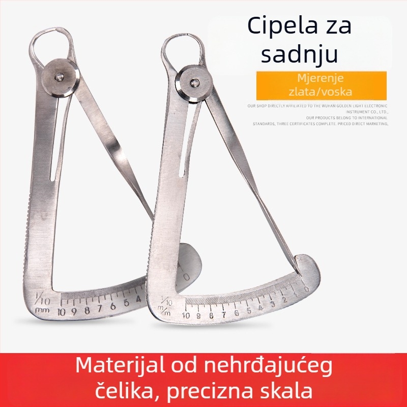 Stomatološki metalni kaliper za mjerenje voska i unutarnje krune – visoka preciznost, nehrđajući čelik
