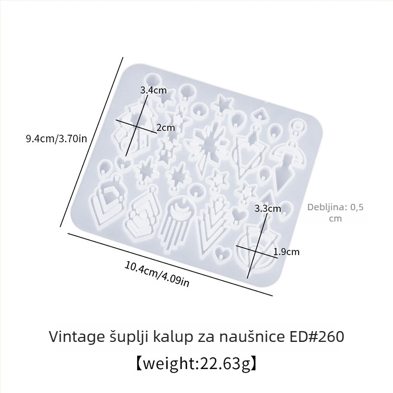 Silicone kalup za naušnice od smole DIY — male šuplje retro geometrijske oblike