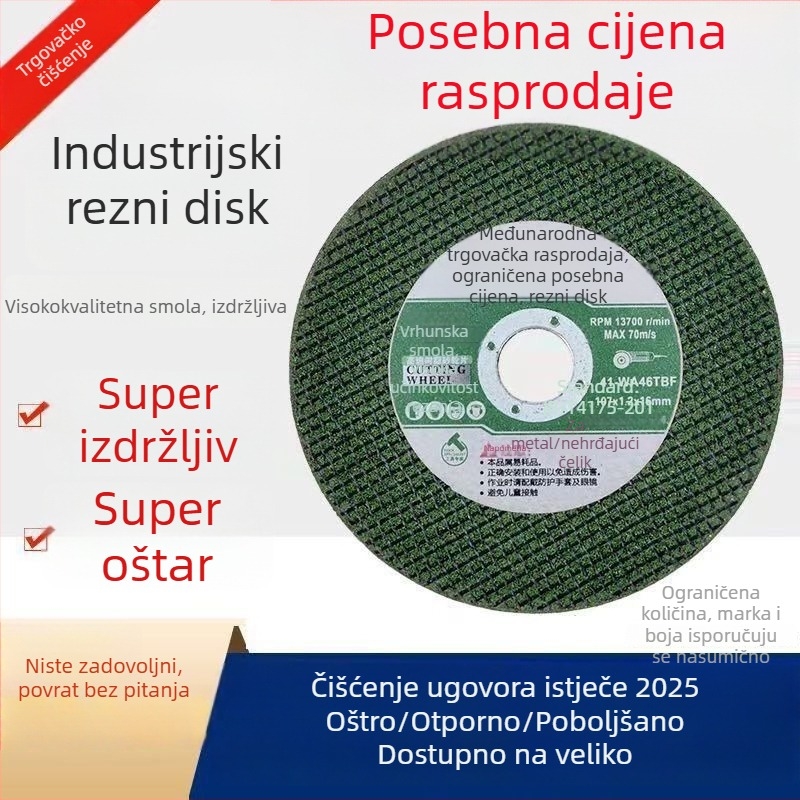 107 mm disk za rezanje, 100 mm disk za brušenje za metal — ultra-tanki disk s mrežom dvostrukom mrežom, polirajući disk