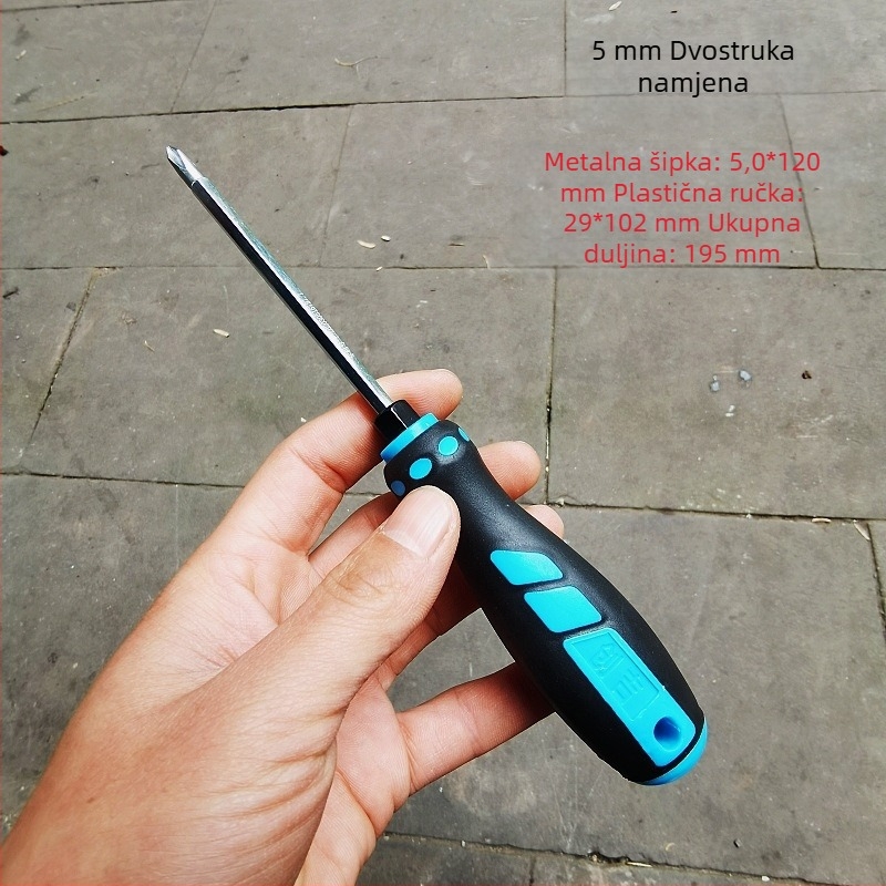 Magnetski izolirani dvostrani odvijač s kratkim tankim vratom, dvostruka glava, držač PC+TPR, krom-vanadijeva čelik