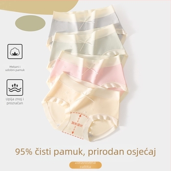 Ženske gaćice od pamuka sa srednjim pojasom, unutarnja pamukasta podstava, 7A duga vlakna pamuka, pastelne nijanse
