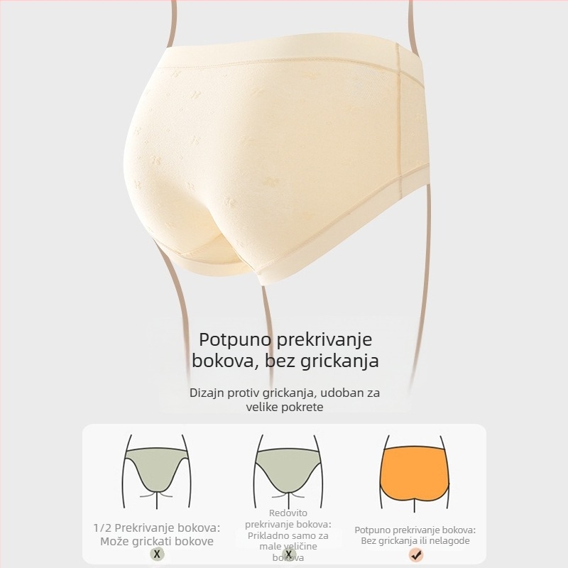 Ženske gaćice od pamuka sa srednjim pojasom, unutarnja pamukasta podstava, 7A duga vlakna pamuka, pastelne nijanse